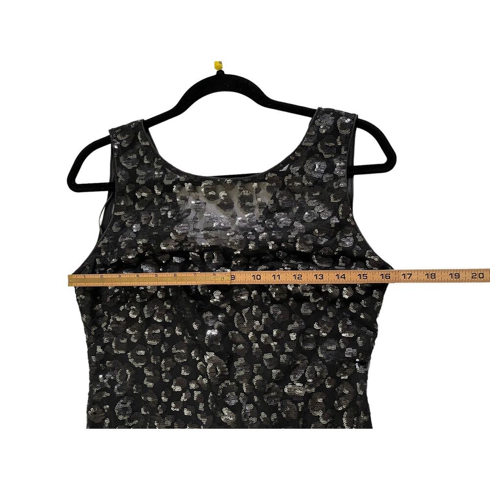 NWOT CALVIN KLEIN 6 Leopard Black Silver Sheath Sequin Dress VNeck NEW #7126 - Picture 8 of 13
